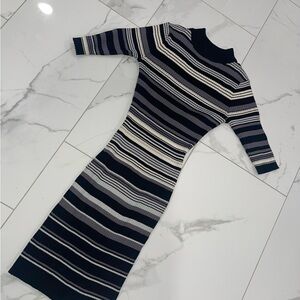 No Boundaries Blue and Gray Ribbed Bodycon Dress